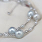 Akoya Pearl Stationed Necklace in 18K White Gold, 8-8.5mm,4-4.5mm