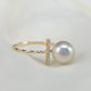 Akoya Pearl Ring in 18K White Gold with Diamond, 8-8.5mm,d0.05ct