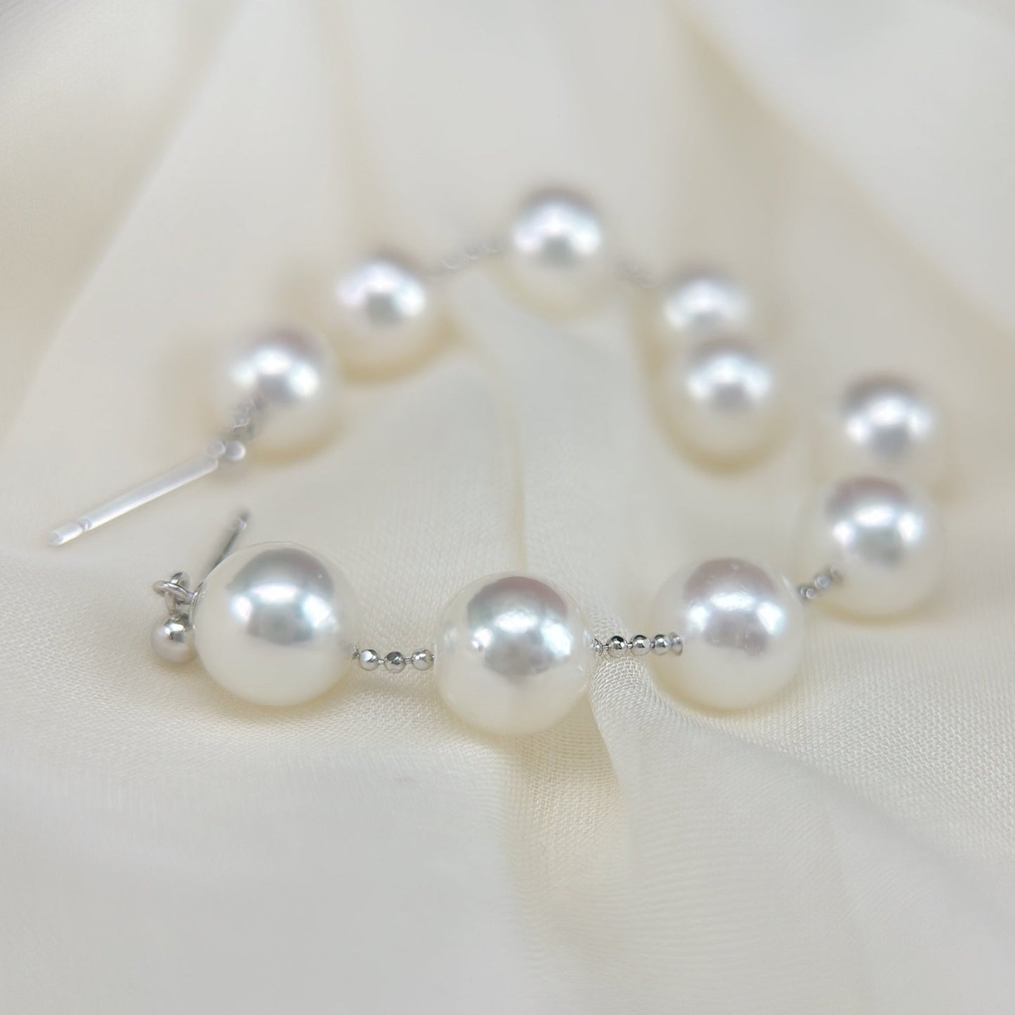 Akoya Pearl Earrings in 18K White Gold, 7-7.5mm