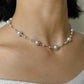 Akoya Pearl Stationed Necklace in 18K White Gold, 8-8.5mm,4-4.5mm