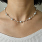 Akoya Pearl Stationed Necklace in 18K White Gold, 8-8.5mm,4-4.5mm