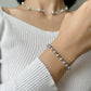 Blue Akoya Pearl Full Bracelet in 18K White Gold, 5-6mm