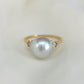 Blue Akoya Pearl Ring in 18K Yellow Gold with Diamond, 9.5-10mm,d0.074ct