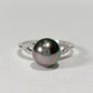 Tahitian Pearl Ring in 18K White Gold with Diamond, 8-9mm,d0.036ct