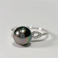 Tahitian Pearl Ring in 18K White Gold with Diamond, 8-9mm,d0.036ct