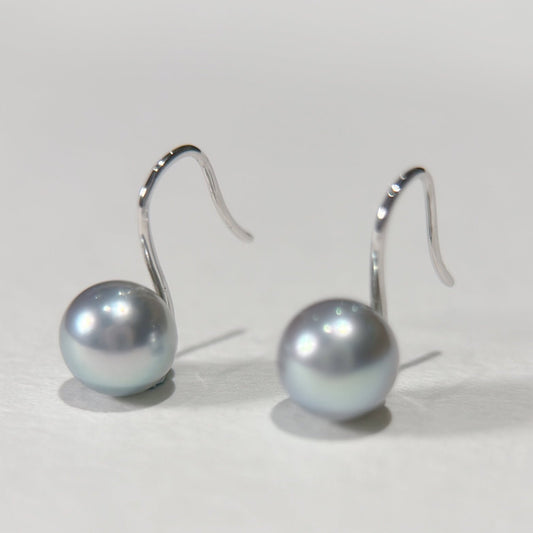 Akoya Pearl Hook Earrings in 18K White Gold, 7.5mm