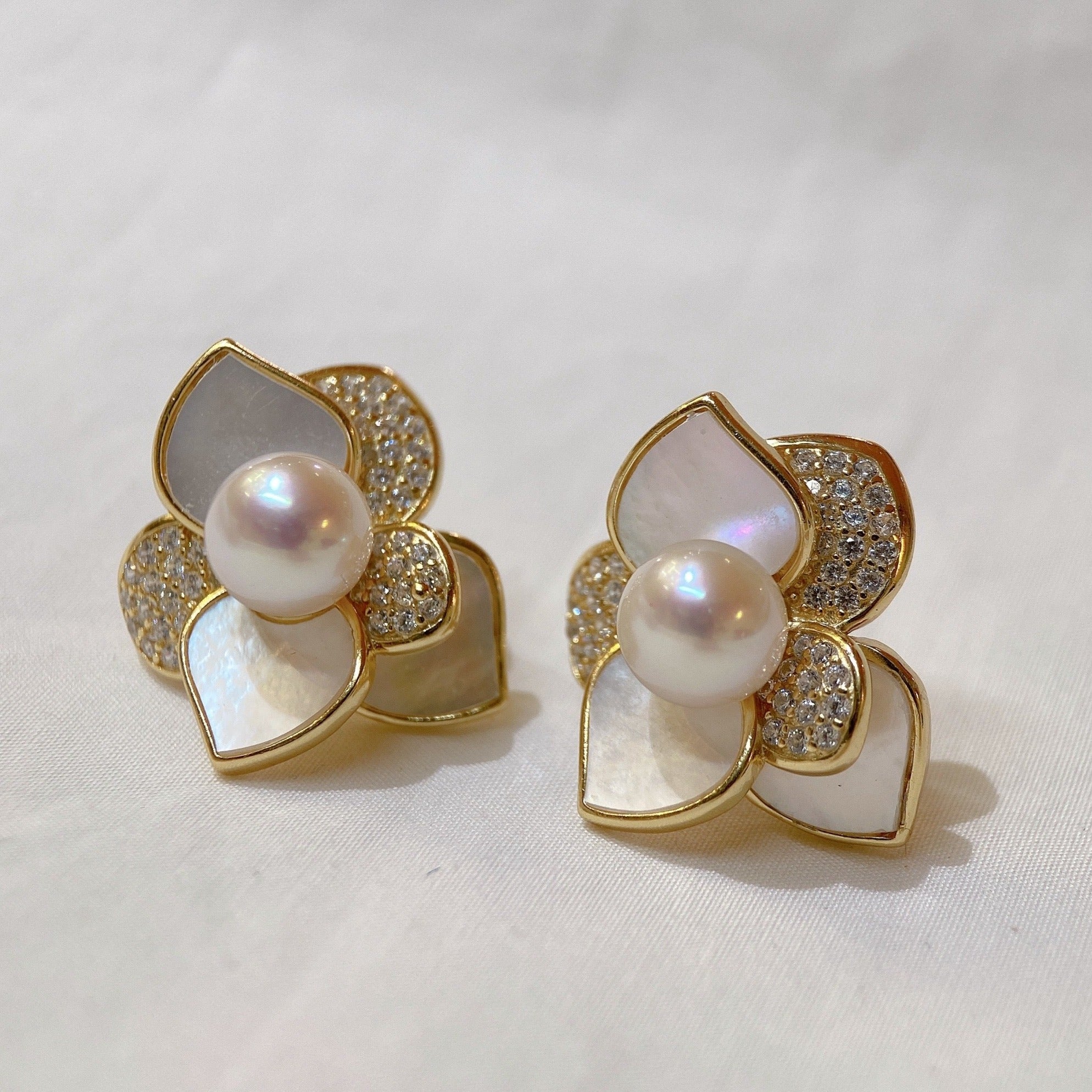 Gold plated deals pearl earrings