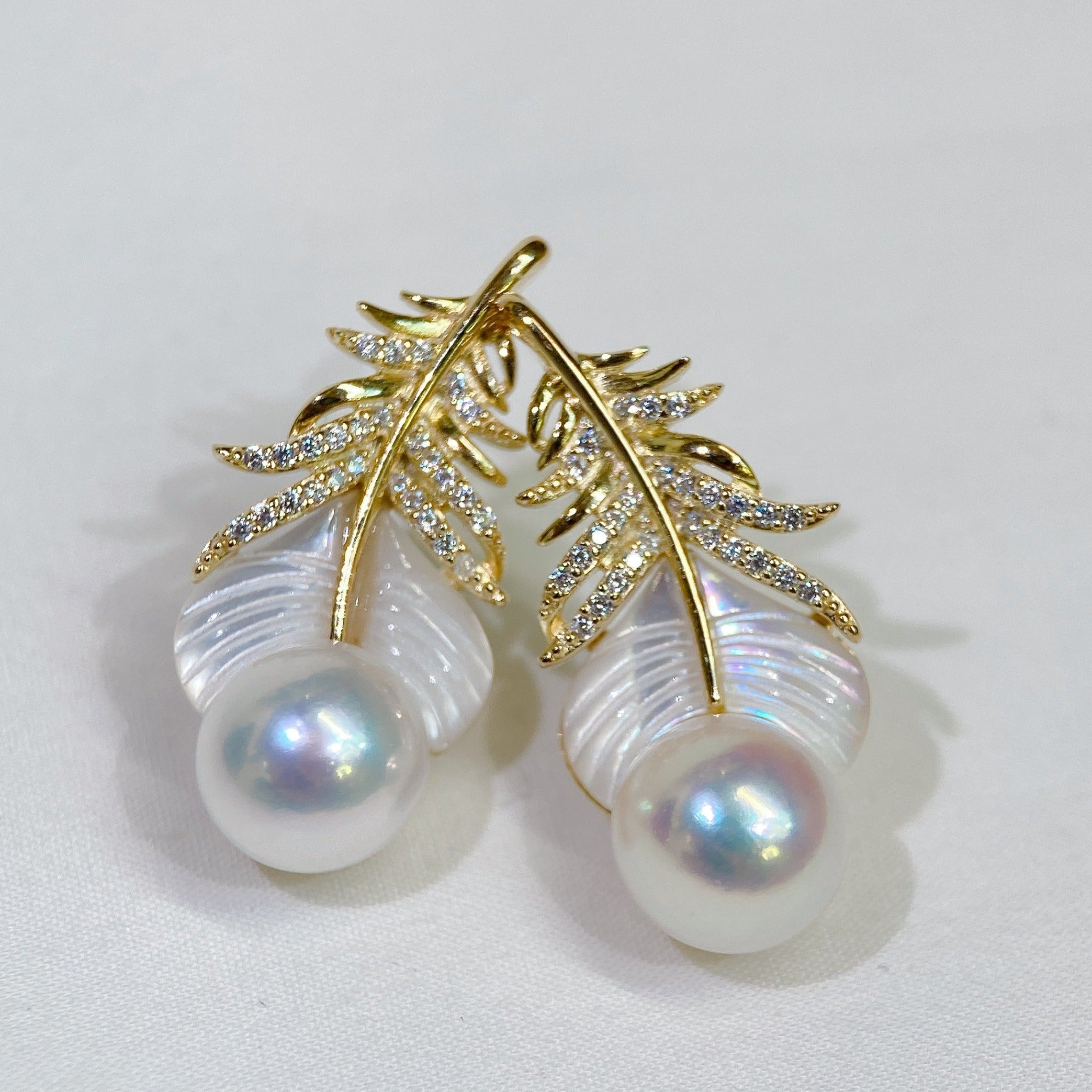 MAUVINE-GOLD Set of four earrings - 18k gold plated 925 sterling silver - freshwater pearls - high quality freshwater outlets pearls - Made in Italy