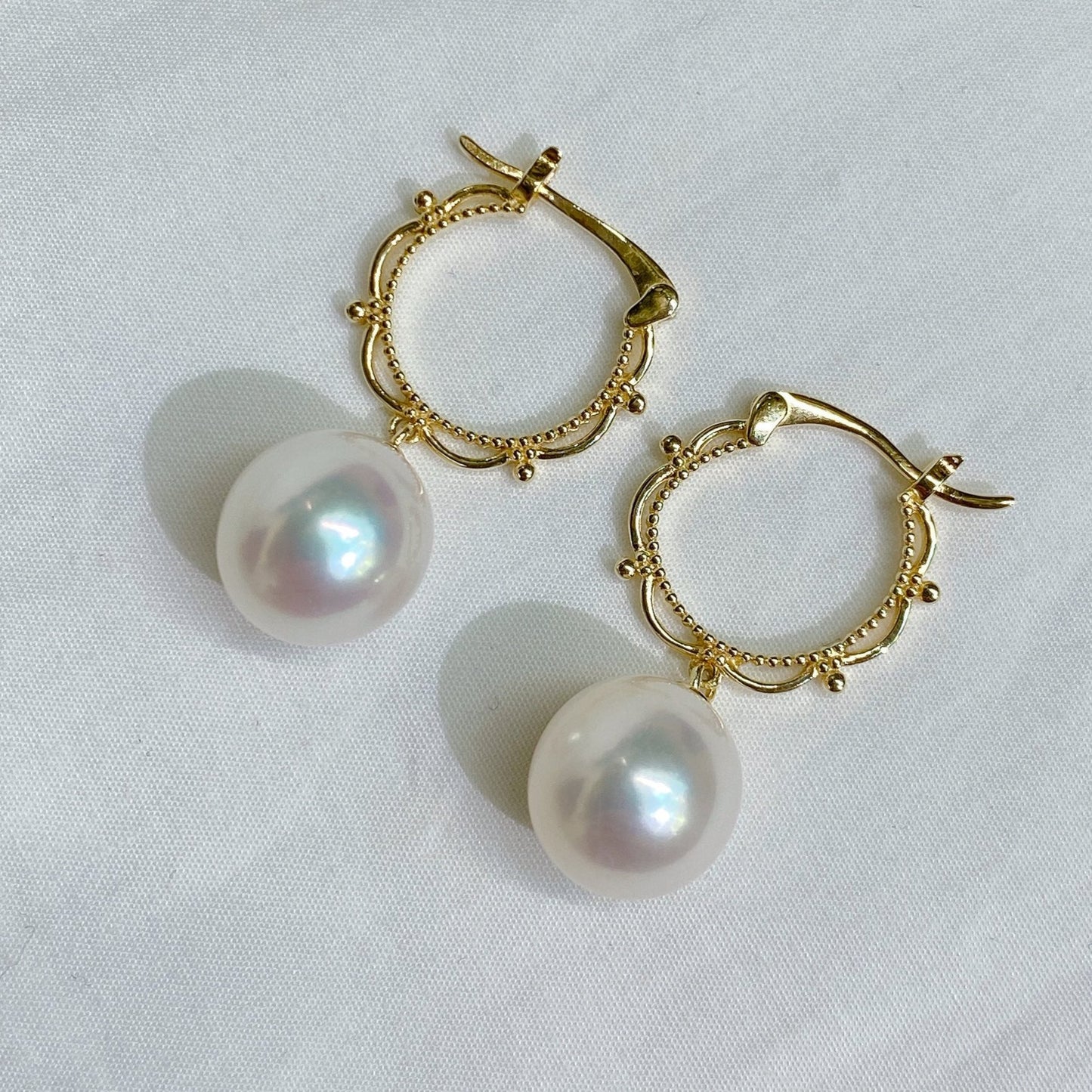 Yellow Gold Plated Sterling Silver Freshwater Pearl Earrings, ER17