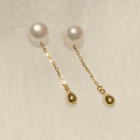 Yellow Gold Plated Sterling Silver Freshwater Pearl Detachable Earrings, ER1